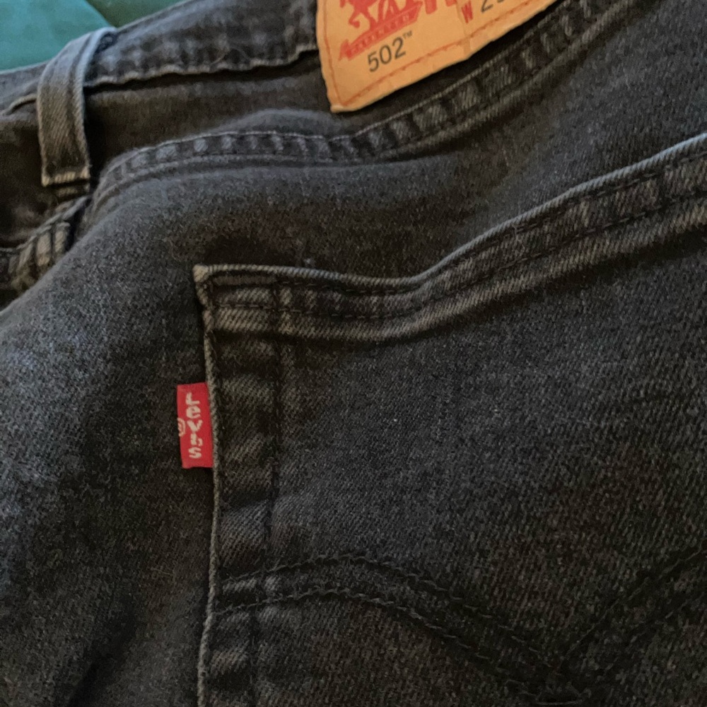 2/$40 Levi's 502 High Rise Straight Leg Black Denim Jeans w/Stretch W29 L30” - Picture 5 of 8